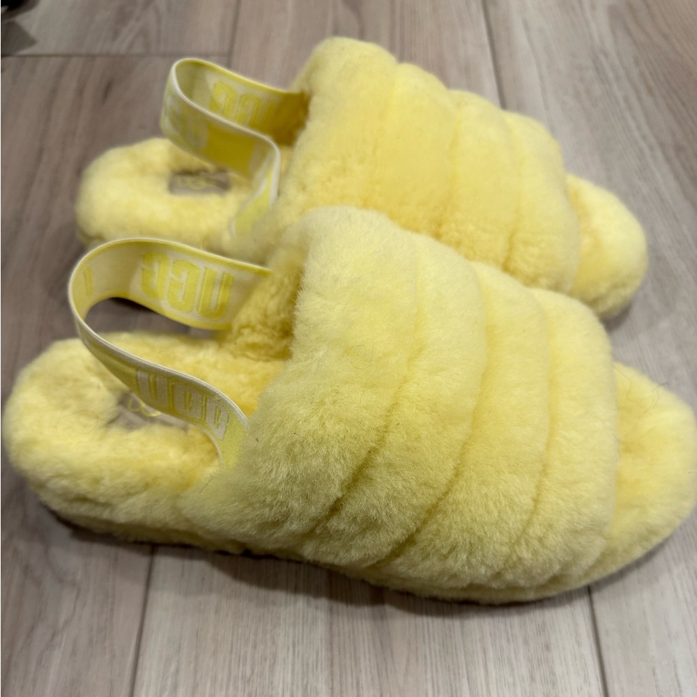 UGG Yellow Fluff Slippers